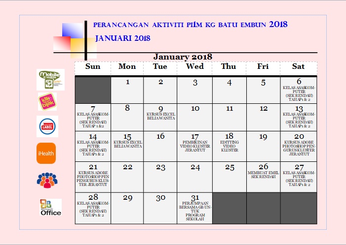 Jadual Aktiviti Januari 2018