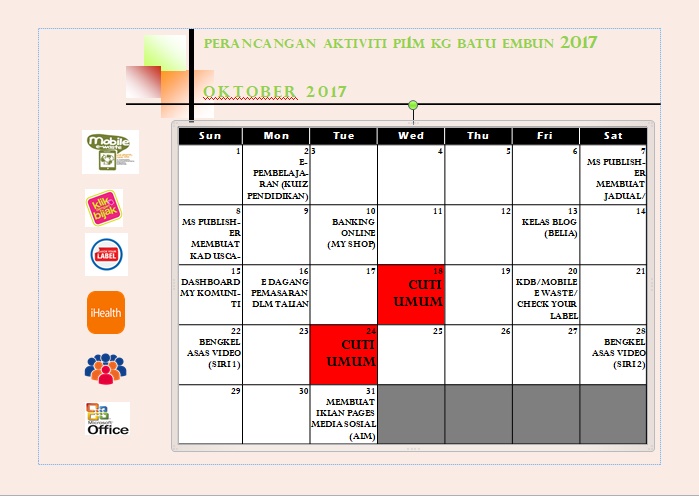 Jadual Aktiviti Oktober 2017