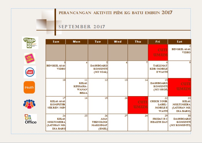 Jadual Aktiviti September 2017